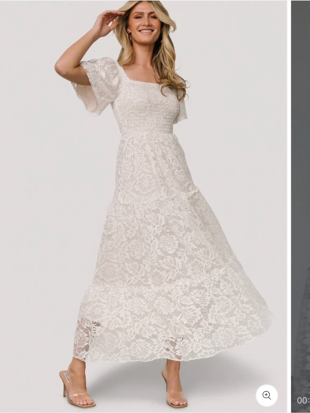 NWT Baltic Born Aspen Smocked Lace Maxi Dress Cream Lace XS
